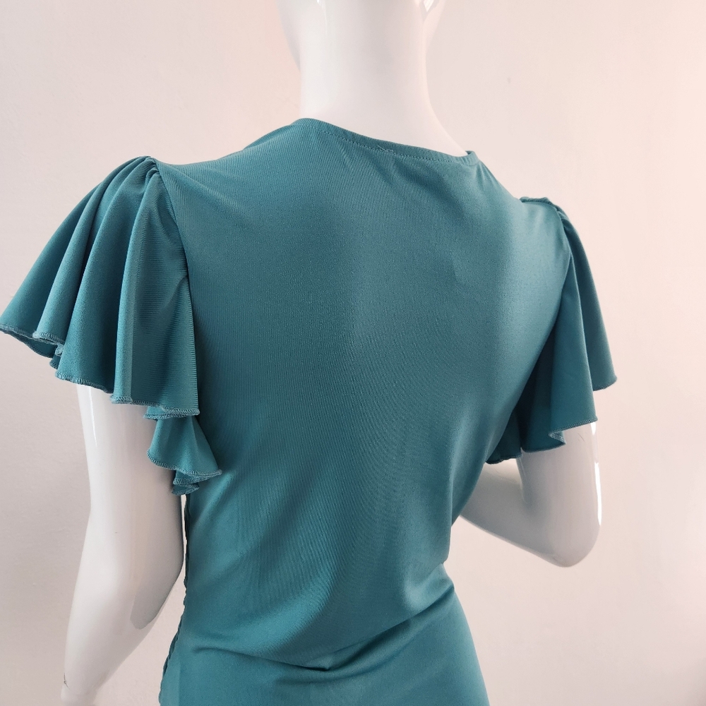 Grace Karin Small Emerald Wrap Blouse Elegant & Flattering - Picture 8 of 16